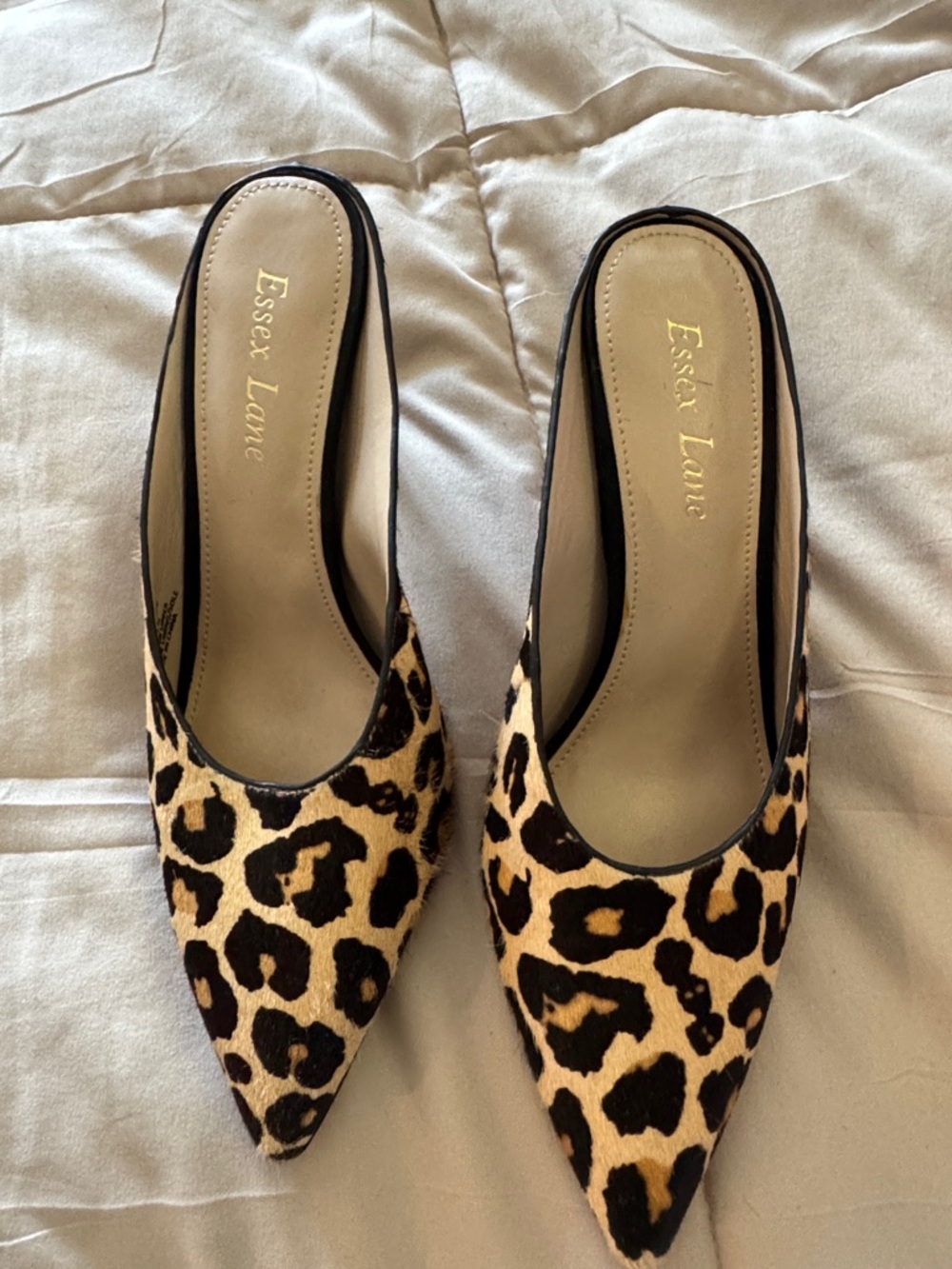Essex Lane Leopard Print Pointed-Toe Mule - Tan & Black